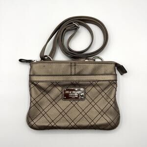 Relic Brand Metallic Golden Bronze Crossbody Bag Vegan‎ Pleather Quilted 8.5x6.5